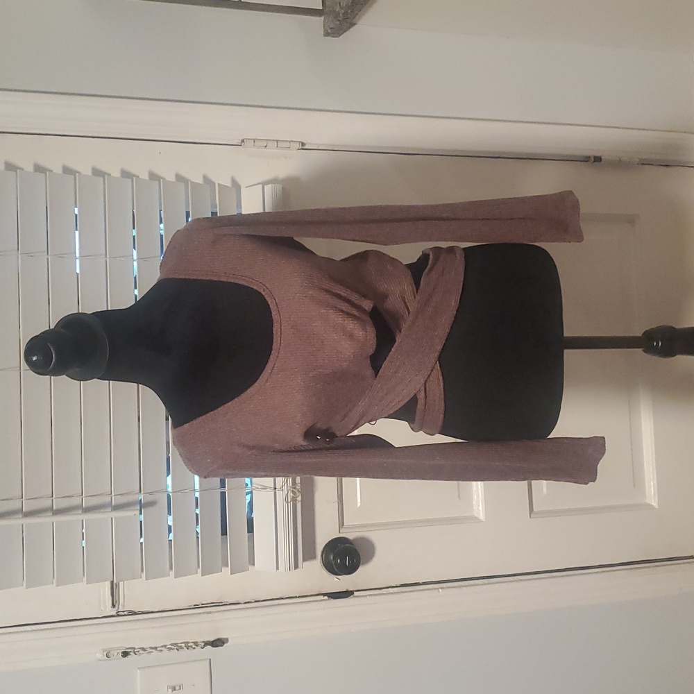 Bwear Chic Mauve Long Sleeve Crop Top Ties In Back NWT